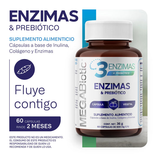 3 Enzimas Digestivas + Prebiótico