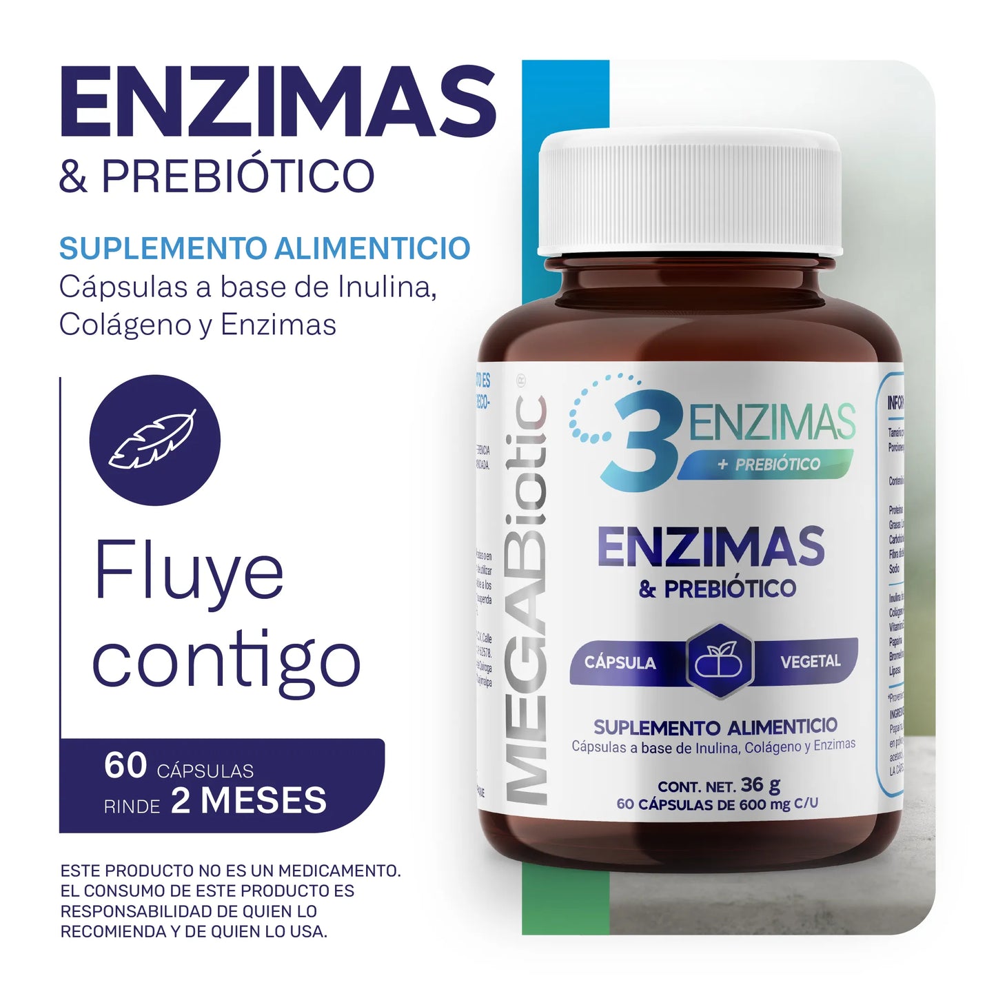 3 Enzimas Digestivas + Prebiótico