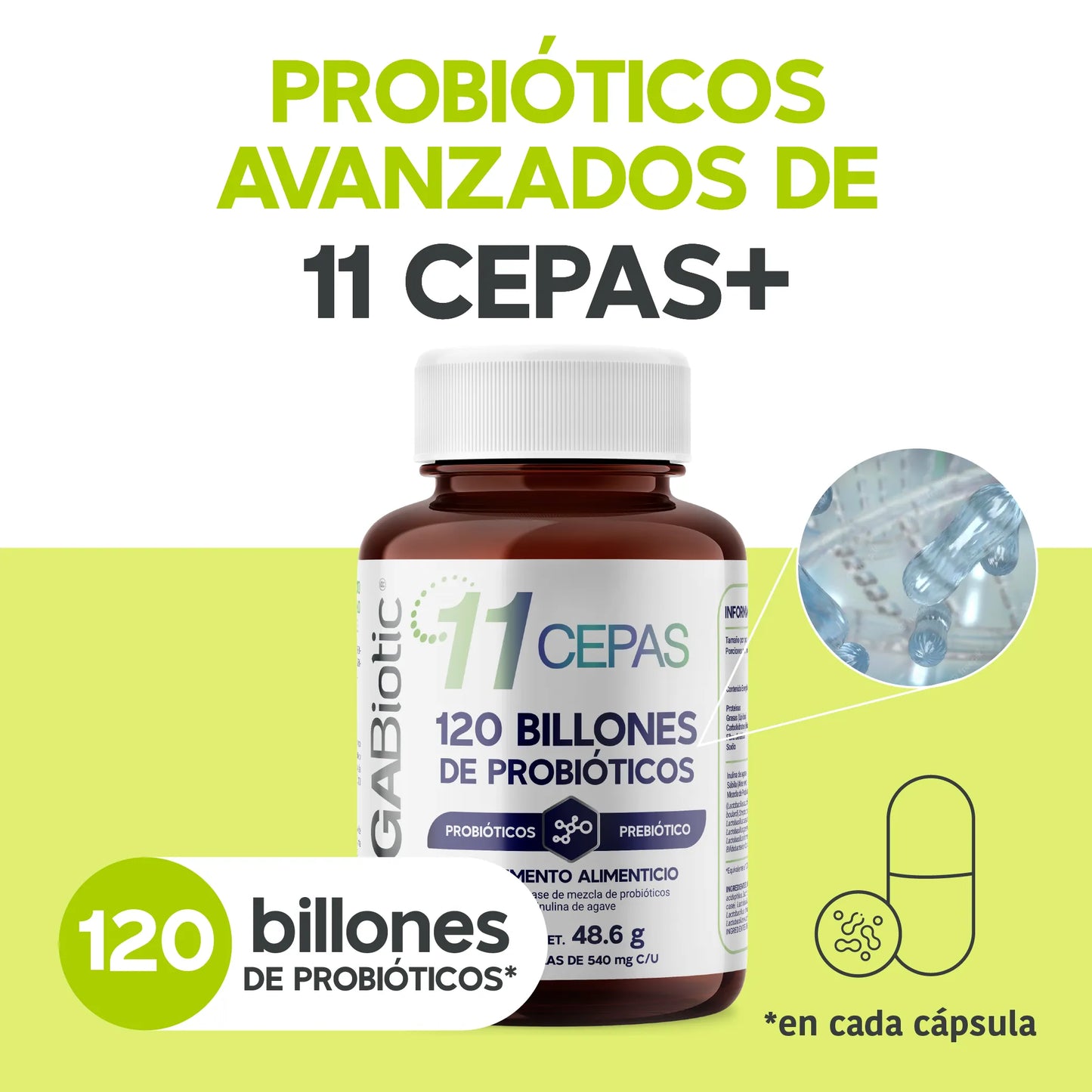 11 Cepas | 120 Billones de Probióticos