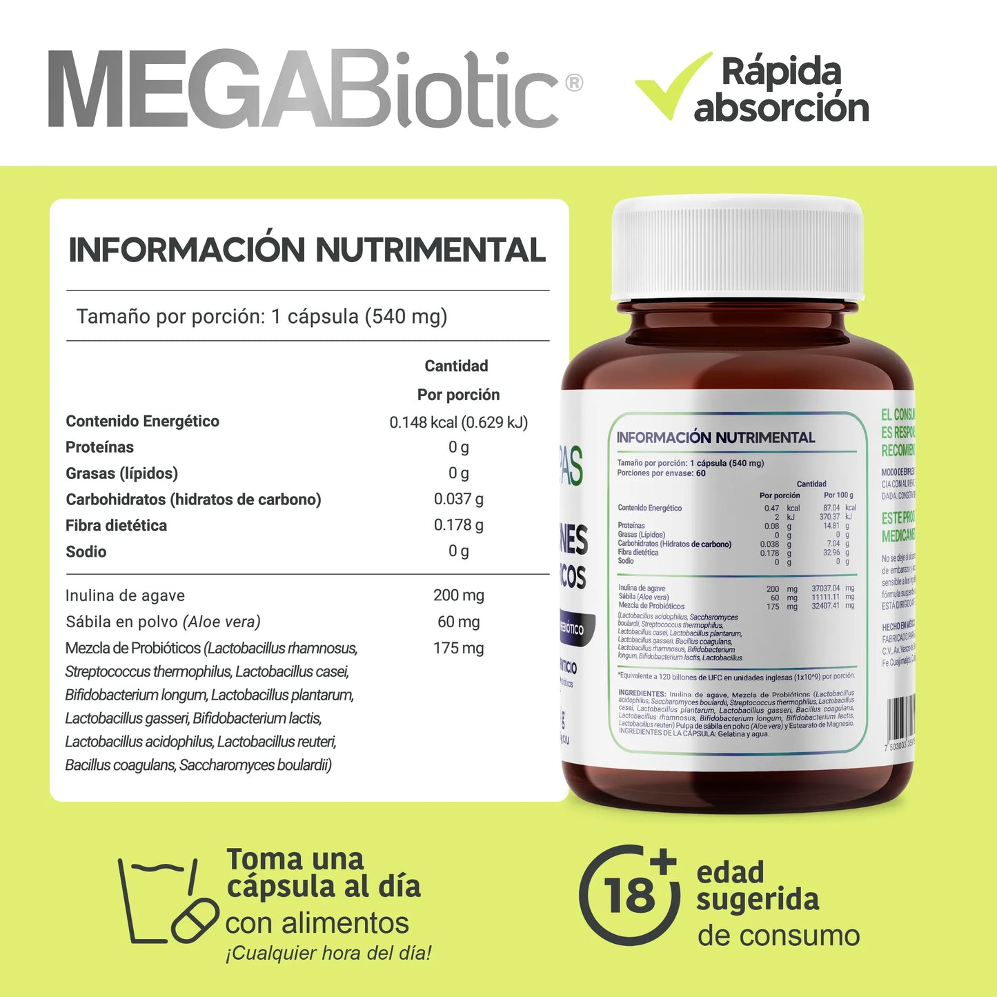 11 Cepas | 120 Billones de Probióticos